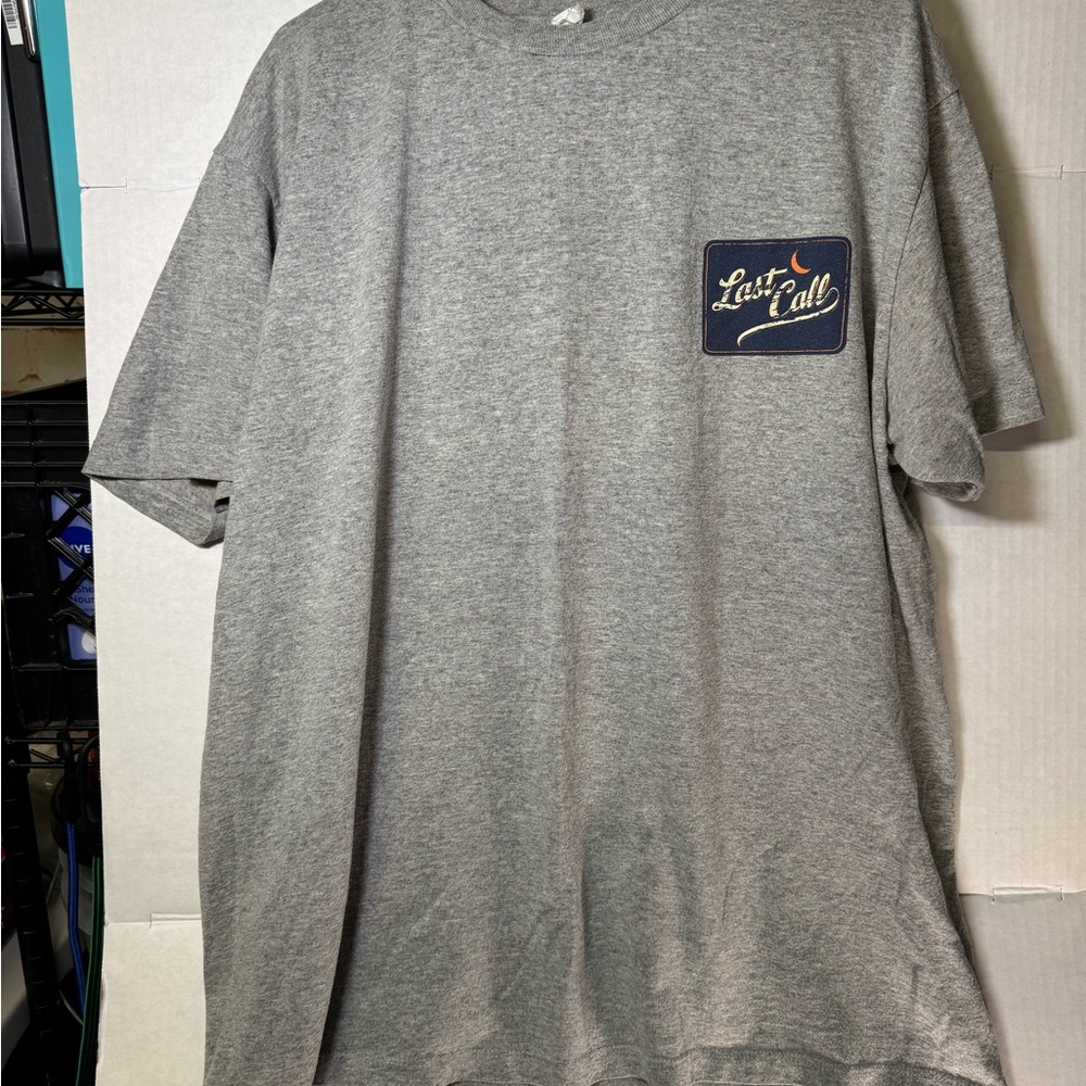Last Call Graphic T-Shirt Gray Short Sleeve Front & Back Print Men’s XL